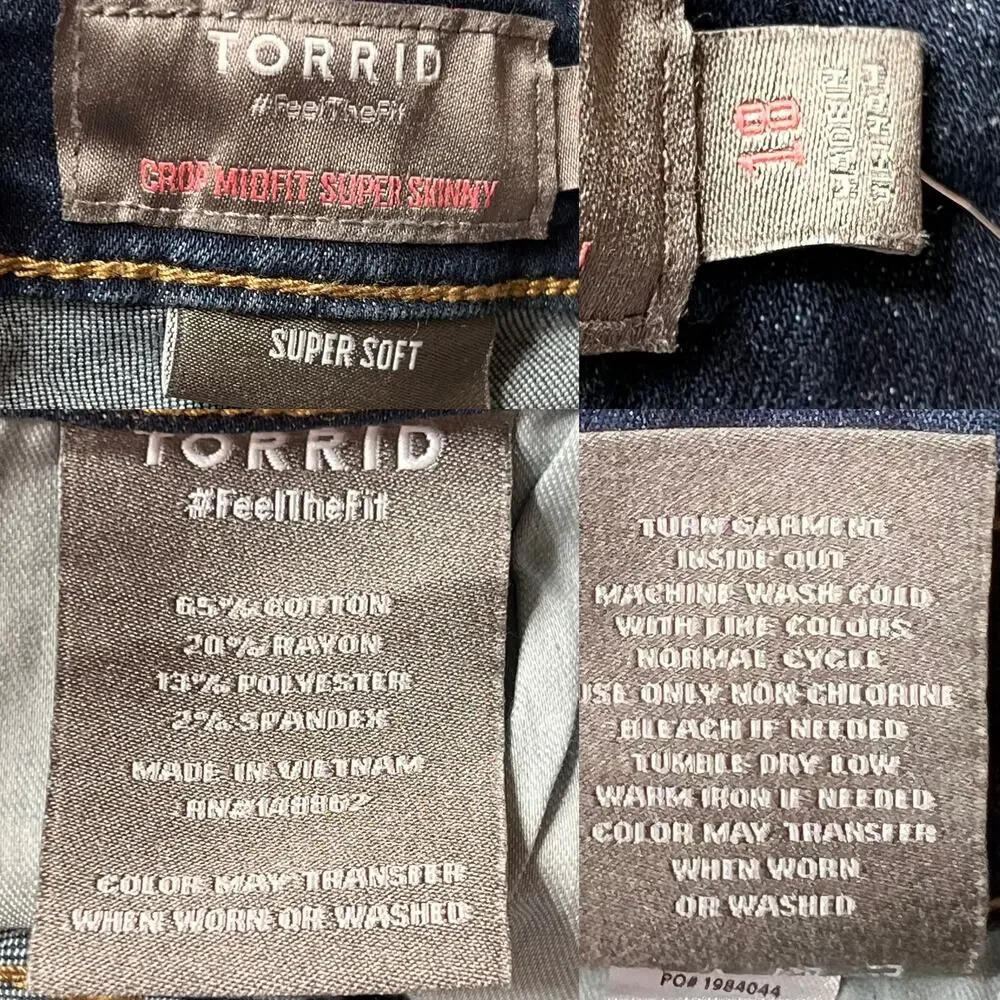 NEW Torrid Crop MidFit Super Skinny Jeans Womens 18 MId-Rise Soft Stretch Denim